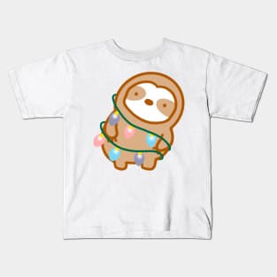 Cute Christmas Lights Sloth Kids T-Shirt